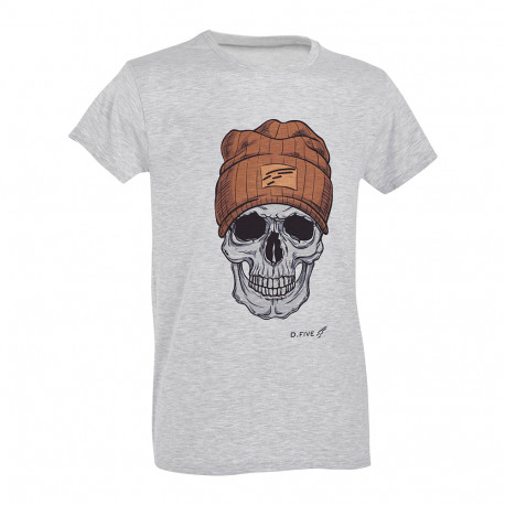 D.FIVE DF5-F61430-2 T-Shirt Skull with Wool Cap HEATHER GREY S