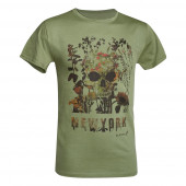 D.FIVE DF5-F61430-6 T-Shirt Skull with Flowers OD GREEN M