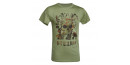 D.FIVE DF5-F61430-6 T-Shirt Skull with Flowers OD GREEN M