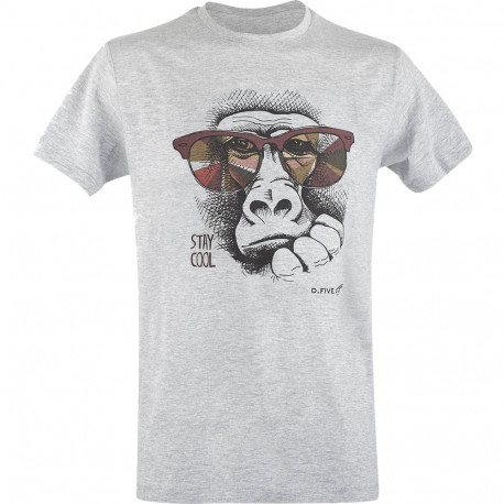 D.FIVE DF5-ORG-1 Organic Cotton T-Shirt Monkey with Glasses WH L